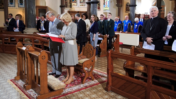 On arrival in Belfast Prince Charles and the Duchess of Cornwall visited St Patrick's Church on Donegall Street