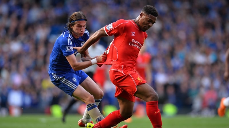 Liverpool's Jordon Ibe in action against Chelsea's Filipe Luis