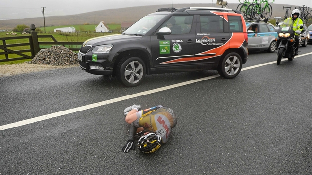 David Montgomery hits the tarmac during stage five