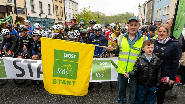 Postman Liam Chambers starts stage five in Newport