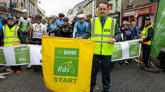 Postman Richard Miles, from Ballina, Co. Mayo, before the start of Stage 6