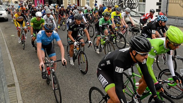 A general view of the peloton as it leaves Ballinamore