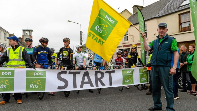 Postman Michael Duignan at the start line before the beginning of Stage 7 in Ballinamore