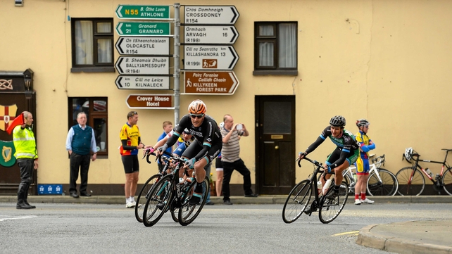 Martyn Irvine, Madison Genesis, leads the peloton through Ballinagh, Co Cavan