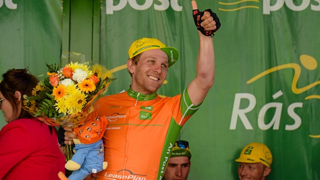 Andreas Mueller celebrates his stage 7 victory