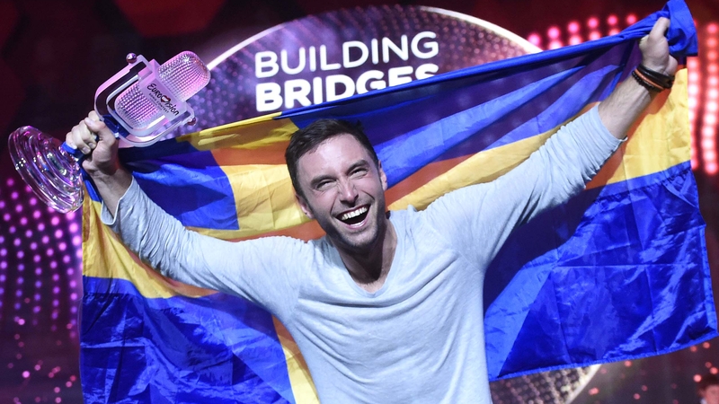 Mans Zelmerlow celebrates his victory