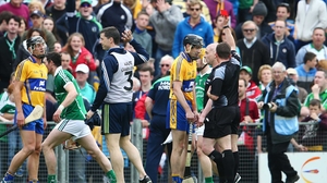 A melee just before half-time saw Patrick Donnellan sent off during Clare's clash with Limerick