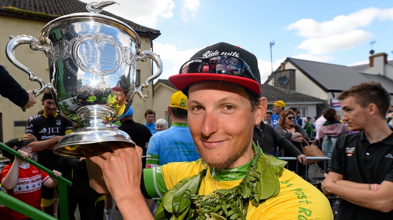 Winner Lukas Postlberger shows off the trophy