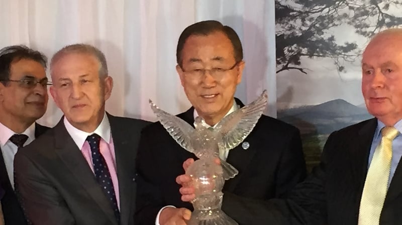 Ban Ki-moon was awarded the Tipperary International Peace prize yesterday