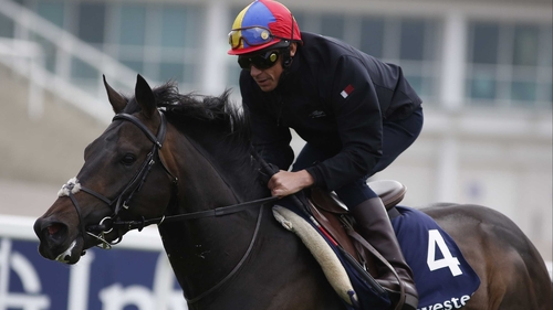Golden Horn works under Frankie Dettori at Epsom