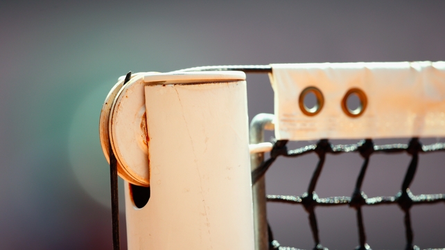 A detailed view of the net during day four of the French Open at Roland Garros on Wednesday