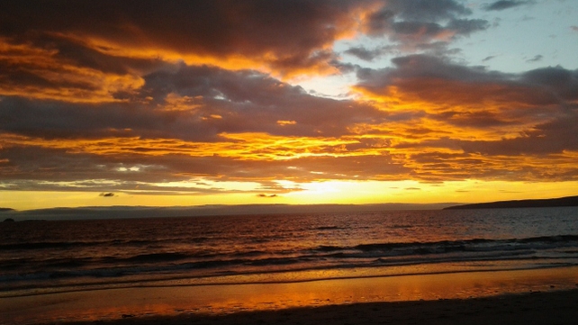 The sun setting at Banna Strand, Co Kerry (Pic: Eamonn Marray)
