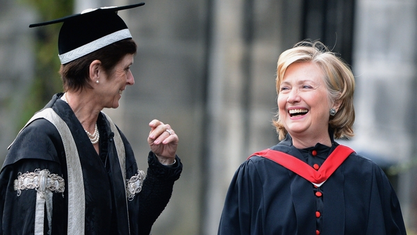 Prof Louise Richardson with Hillary Clinton in St Andrews in 2013