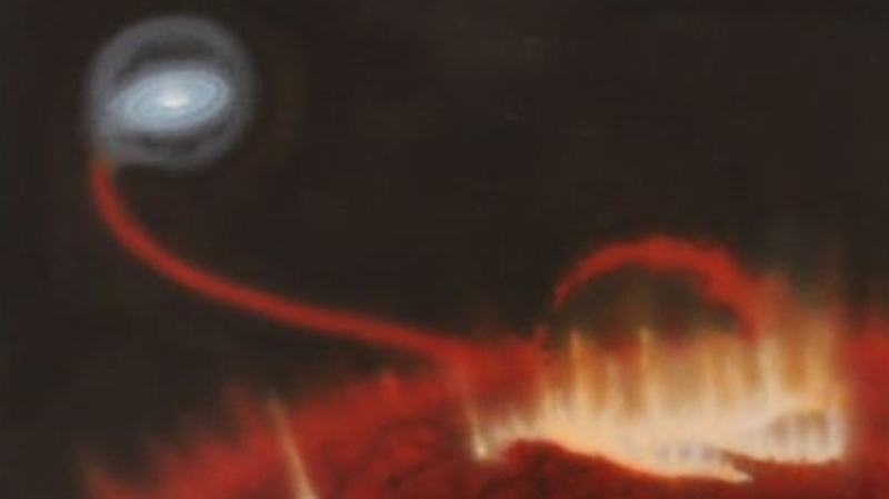 Artists impression of the flare on Mira which is situated 420 light years away (Pic: Katja Lindblom, CC BY-NC-ND 4.0)