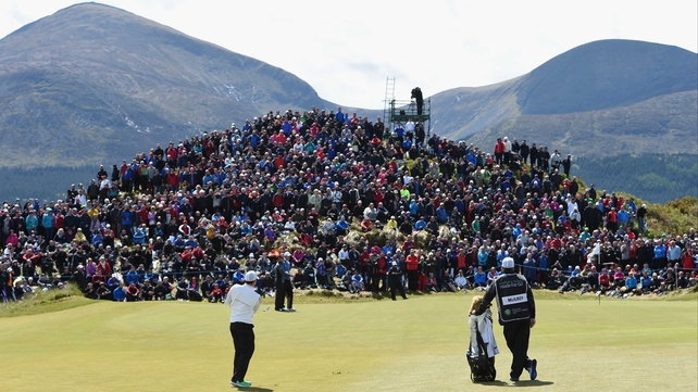 Rory McIlroy in front of an expectant crowd at the Irish Open, Royal County Down Golf Club, Northern Ireland