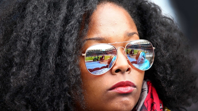 A female spectator looks on as the action unfolds at Croke Park