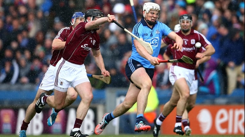 Dublin’s Liam Rushe under pressure from Aidan Harte of Galway in Sunday's drawn game at Croke Park