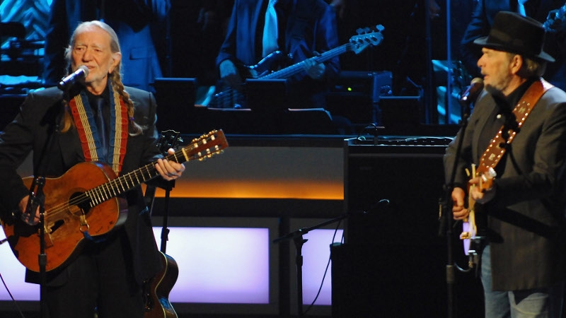 Willlie Nelson and Merle Haggard in performance