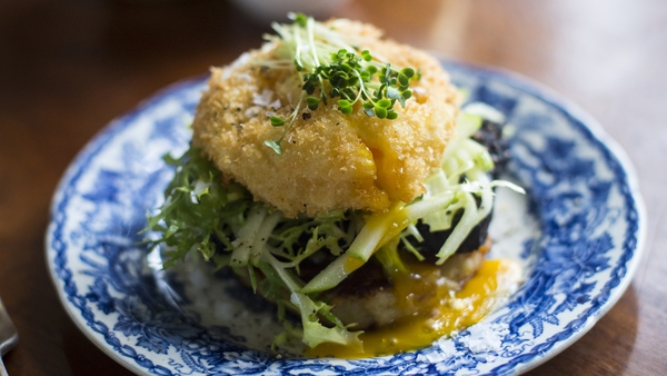Crispy Golden Eggs with Black Pudding, Pan-Fried B
