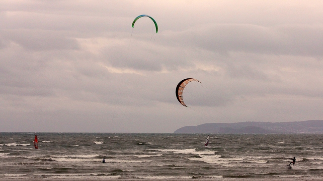 Kitesurfers in Rush South Beach, Co Dublin (Pic: Bernard Gillespie)