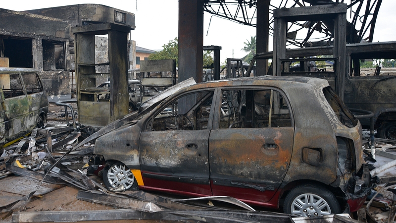 The fire broke out at a petrol station late on Wednesday