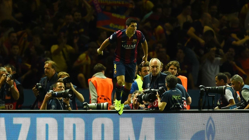 Luis Suarez scored Barcelona's second goal in Berlin