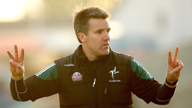 Kildare’s manager Jason Ryan issues instructions during his side's Leinster SFC quarter-final against Laois