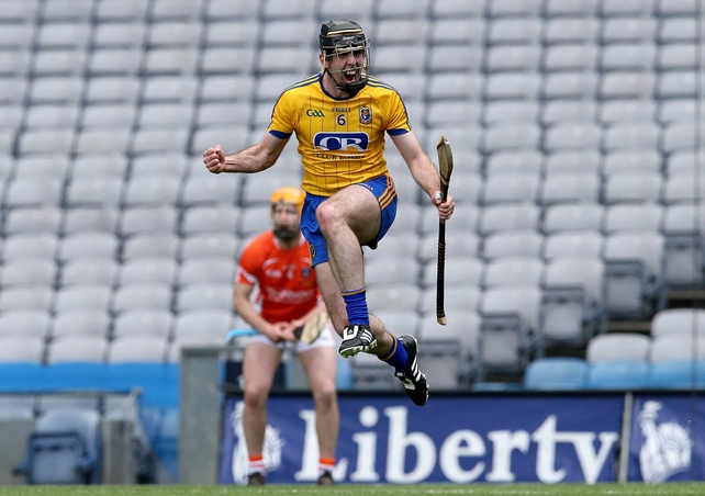 Roscommon's Michael Kelly celebrates scoring the winning goal in the last minute of the Nicky Rackard Cup final