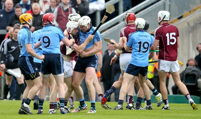 Tempers flare during the Leinster SHC quarter-final between Galway and Dublin