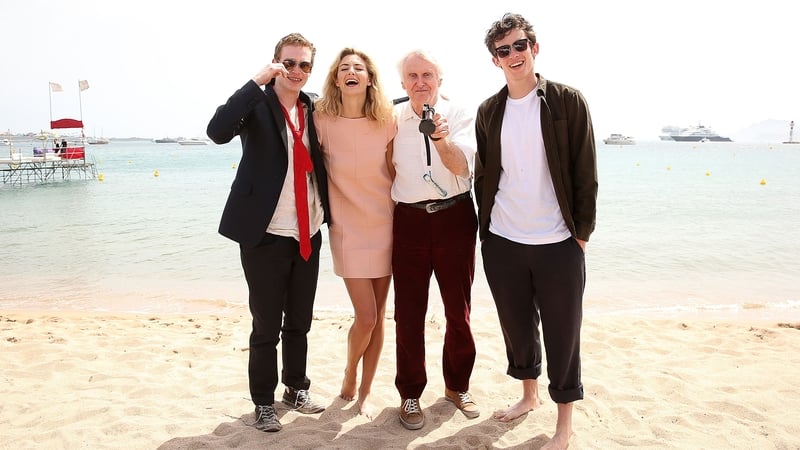 John Boorman (centre) with his Queen & Country stars (L-R) Caleb Landry Jones, Tamsin Egerton and Callum Turner at last year's Cannes Film Festival
