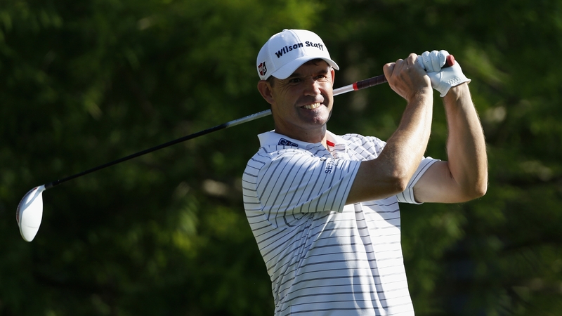 Padraig Harrington tees off on the 12th
