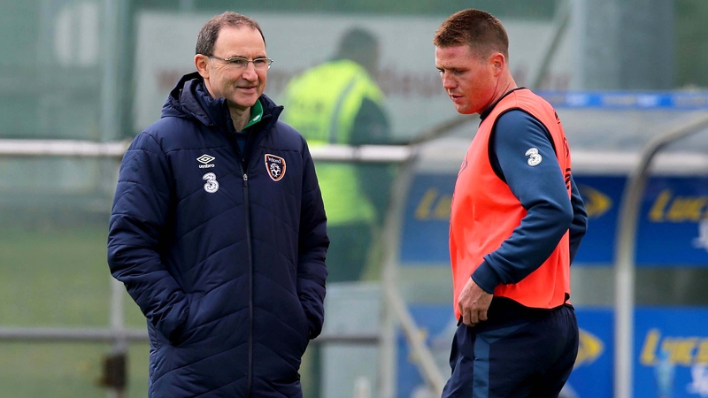 Manager Martin O'Neill with James McCarthy during training this week
