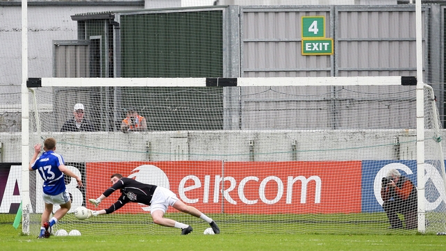 Kildare goalkeeper Mark Donnellan saves a Laois penalty in O'Connor Park, Tullamore