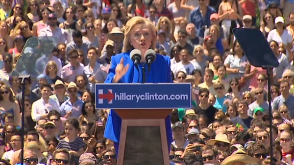 Today was billed as Ms Clinton's 'official launch' of her bid for presidency