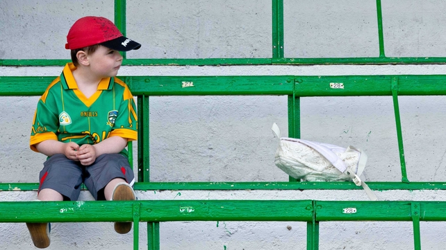 Young Meath fan Daniel Madden waits for throw-in before their clash with Wicklow in Navan