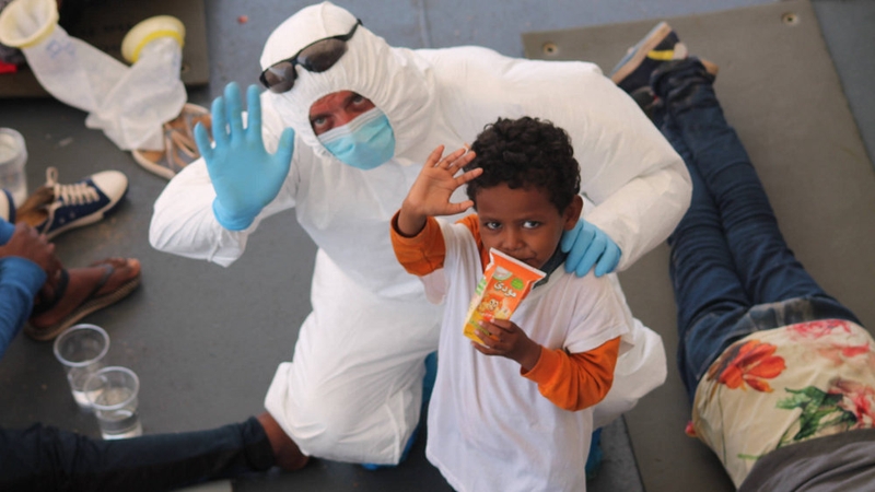 Nine children were among those rescued this morning