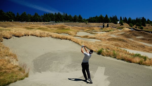 Louis Oosthuizen on a practice round yesterday