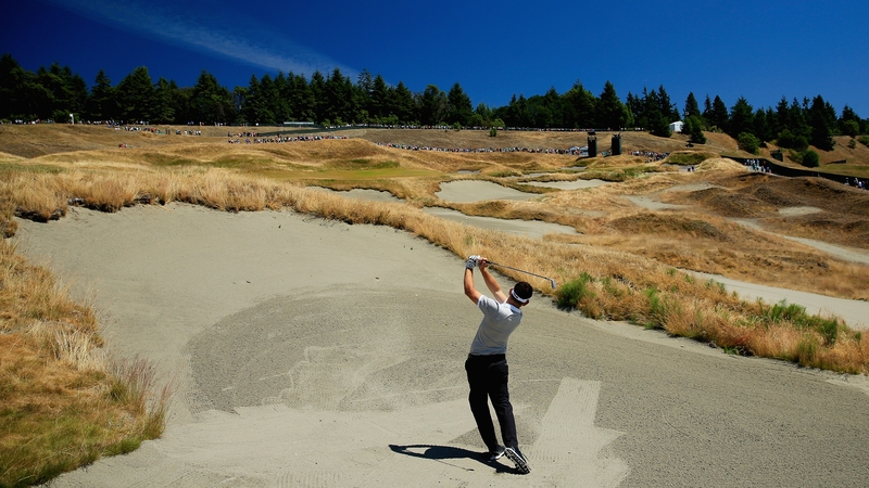 Louis Oosthuizen on a practice round yesterday