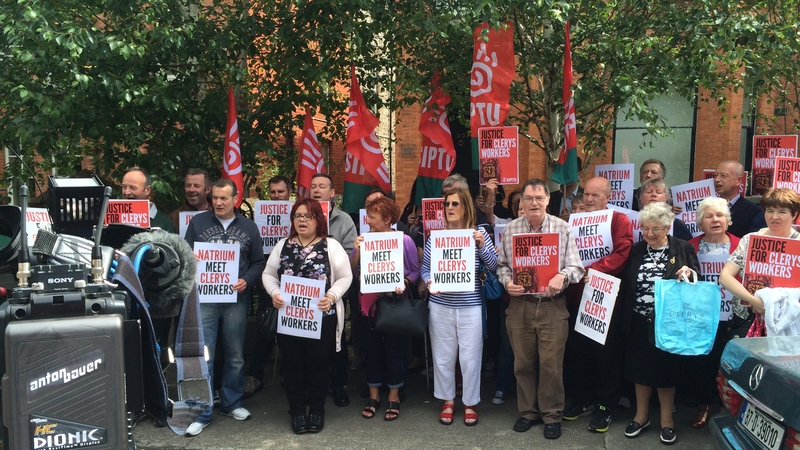 Around 30 people are protesting at Natrium's premises on Harcourt Terrace