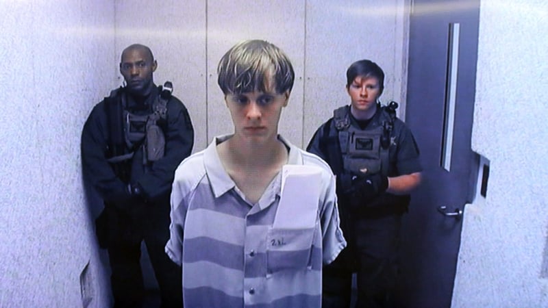 Dylann Roof appeared via video link from a detention centre in Charleston