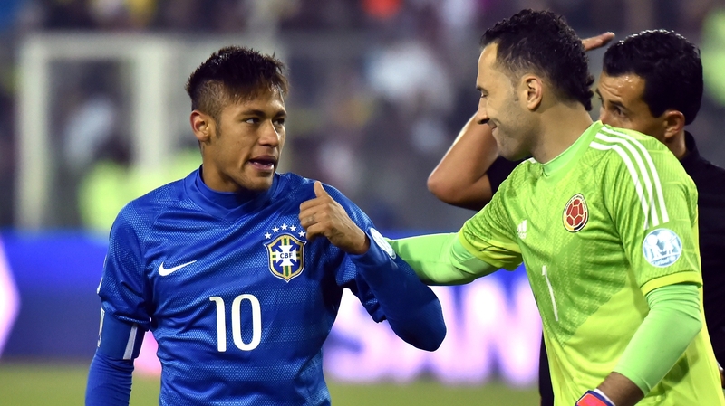 Neymar saw red after the final whistle of the defeat to Colombia