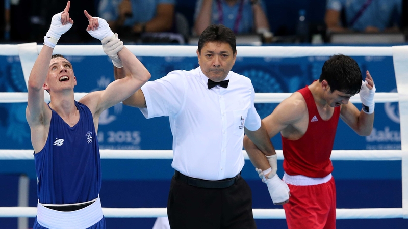 Brendan Irvine celebrates his quarter-final victory