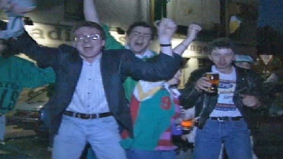 Celebrations in Dublin as Ireland reach the last 16 at Italia 90