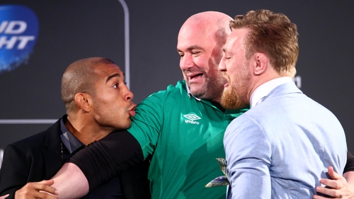 Jose Aldo (L) and Conor McGregor set for Vegas showdown