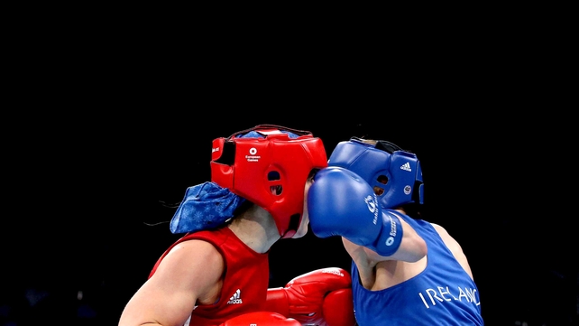 Ireland's Katie Taylor (blue) in action against Ida Lundblad (red) of Sweden on Wednesday at the European Games in Baku