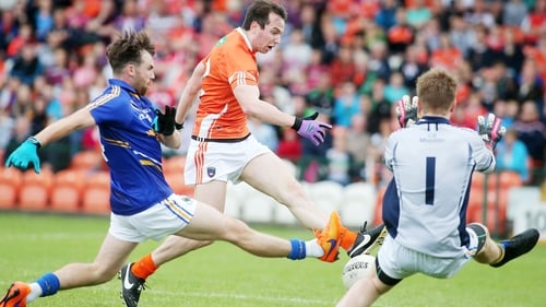Armagh's Tony Kernan has his shot on goal saved by Wicklow goalkeeper Robert Lambert