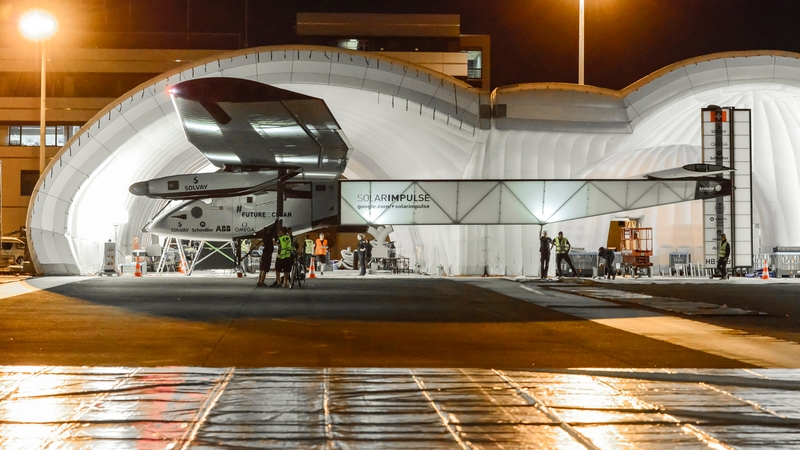 The plane has 17,000 solar cells and on-board rechargeable batteries