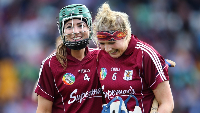 Heather Cooney and Shauna Healy celebrate Galway's victory over Cork