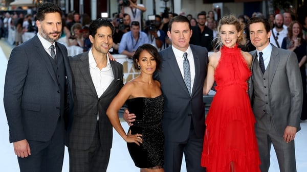 L-R Joe Manganiello, Adam Rodriguez, Jada Pinkett Smith, Channing Tatum, Amber Heard and Matt Bomer at the European Premiere