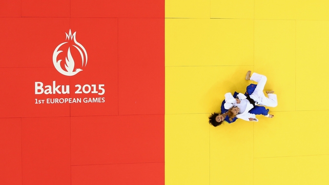 Competitors in the Women's Judo 48kg Final at in Baku